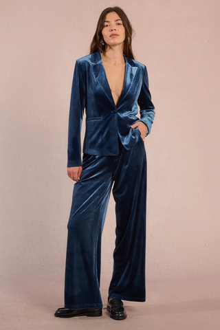 Velvet Blazer, Denim Blue