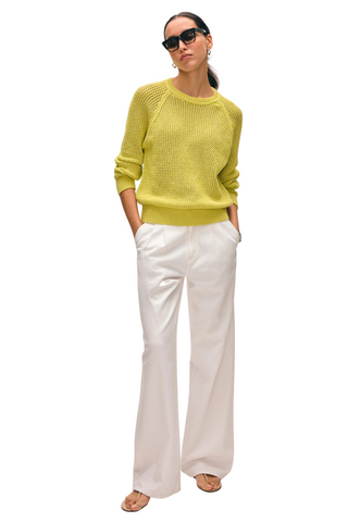 Cotton Mesh Sweatshirt, Yellow Marl