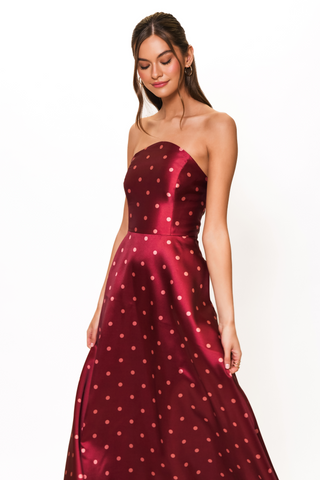Victoria Dress, Pomegranate Polka Dot