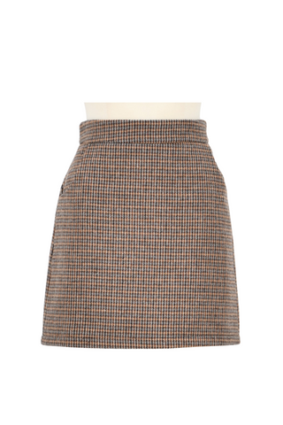 Plaid Mini Skirt, Brown