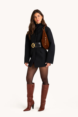 Tom Zip Med Handbag, Chocolate Diamond Suede