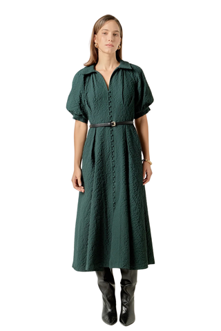 Shirt Midi Dress, Dark Green