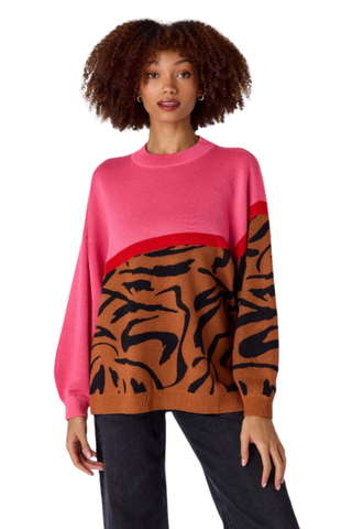Maxton Sweater, Pink Zebra Colorblock