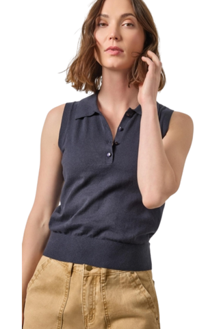 Sleeveless Polo Sweater, Navy