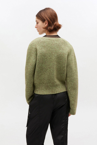 Brushed Mohair V-Neck Sweater, Nile