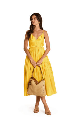 Hammitt Kyle Lrg Handbag in Cocoa Raffia featuring woven raffia, tan pebbled leather trim, gold hardware, and a large slouchy shoulder bag silhouette