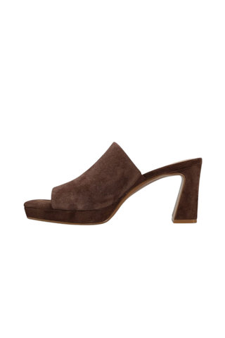 Vaneli Mantie suede platform slide sandal in Brunette with sculpted block heel