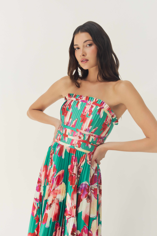 Sabina Dress, Green Watercolor