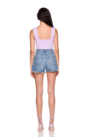 Susana Monaco wide strap tank in light purple with square neckline and fitted silhouette