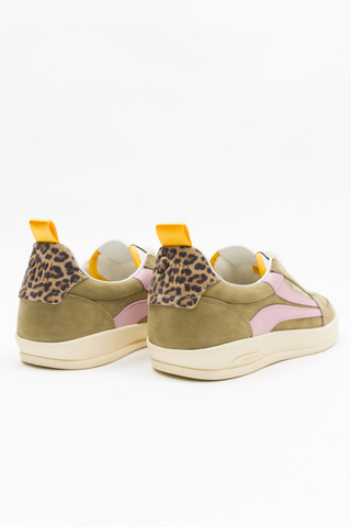 ONCEPT Fez Sneaker in Khaki featuring an earthy khaki upper with pink and neutral accents, lace-up design, and lightweight sole.