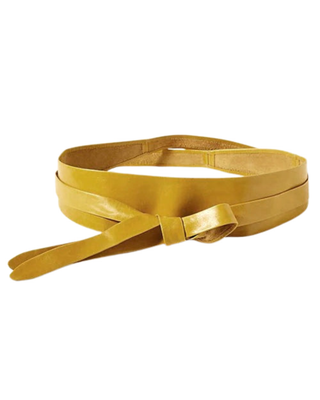 ADA handcrafted genuine leather wrap belt with adjustable tie design.