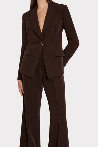 Brown Milly Avery Cady Blazer with a tailored single-button silhouette and front pockets.