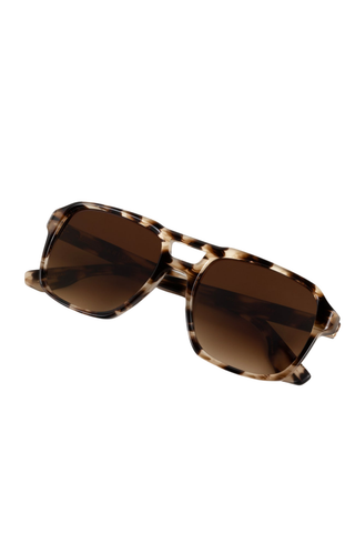 Krewe Ryder Sunglasses in Blonde Venezia featuring an oversized tortoise-inspired acetate frame and amber gradient lenses.