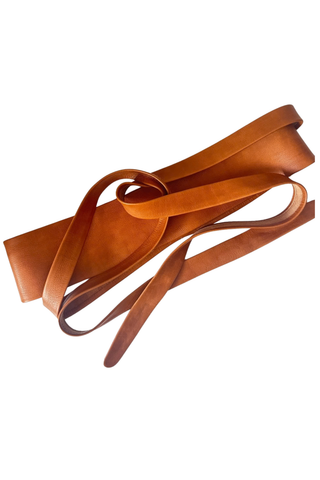 ADA Collection Wrap Belt in Toffee featuring a warm caramel brown finish and adjustable wrap-around silhouette.