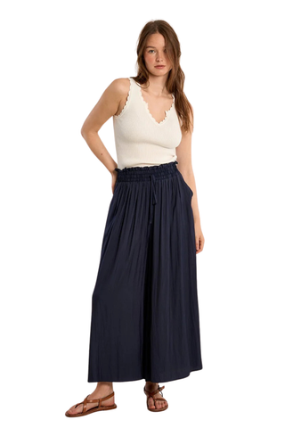 Wide Leg Pants, Navy Blue