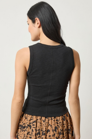 Side Pleat Tank, Black