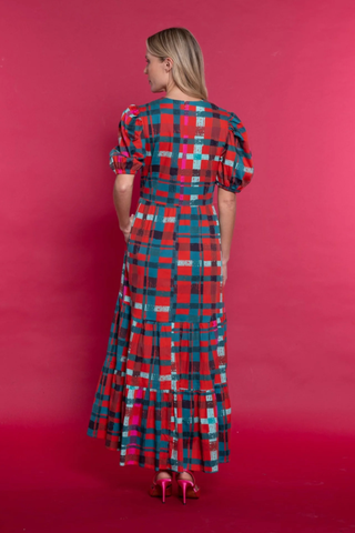 Margot Dress, Poinsettia Tartan