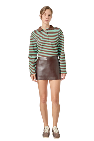 Faux Leather Skort, Brown