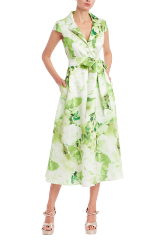 Floral Shirt Dress, Lime Multi