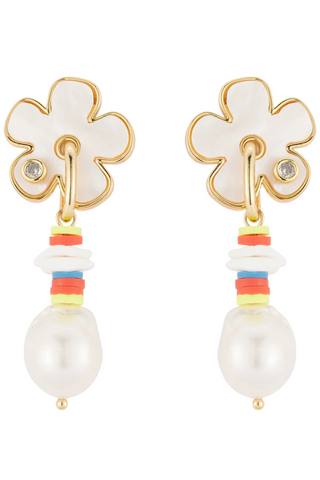 Romy Drop Earrings, White Multi