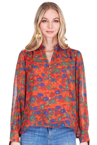 Front Split Buttons Top, Marigold