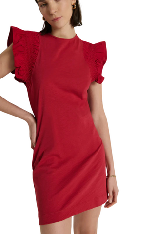 Ellis Ruffle Sleeve Dress, Rio Red