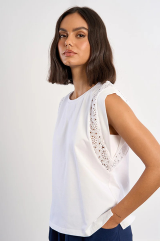 Crochet Tee, White