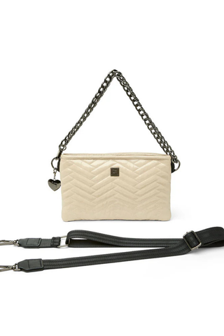 Almost Famous Moto Bag, Blonde Patent
