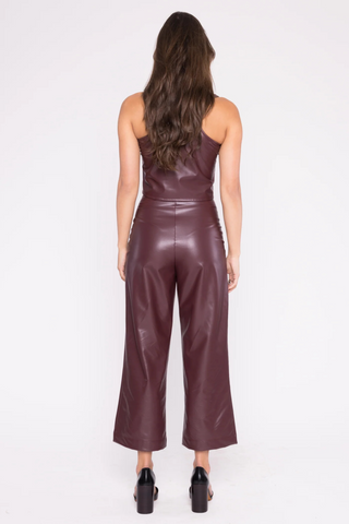 Straight Crop Pant, Oxblood Vegan Leather