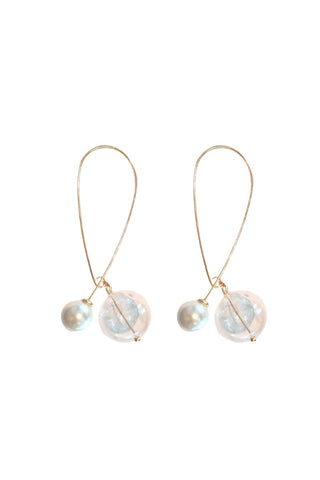 Statement Threader Earrings, Pearl and Glass
