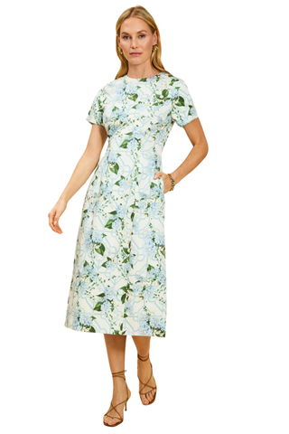 Hampton Convertible Midi Dress, Quatrefoil Blue