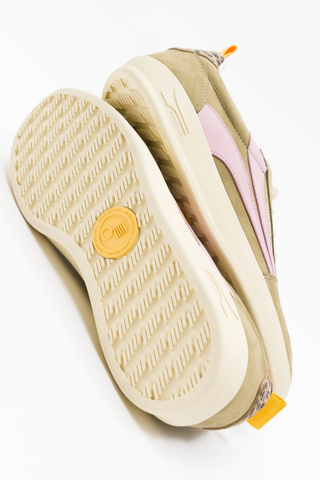 ONCEPT Fez Sneaker in Khaki featuring an earthy khaki upper with pink and neutral accents, lace-up design, and lightweight sole.