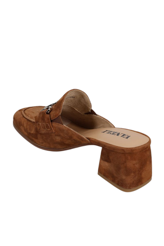 Vaneli Vestry Heeled Loafer in Cuoio suede featuring a classic horsebit detail and block heel.