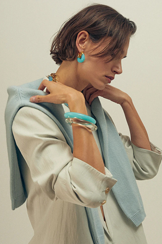 Lizzie Fortunato Organic Hoop earrings featuring gold-plated brass hoops with translucent resin accents