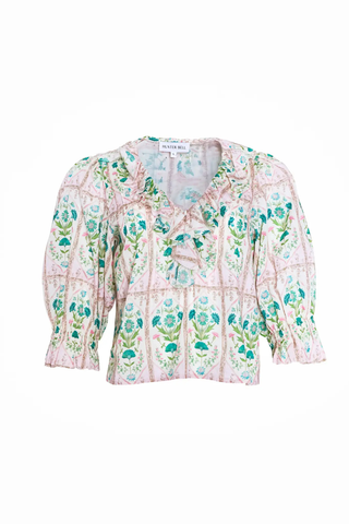 Imogen Blouse, Pink Trellis