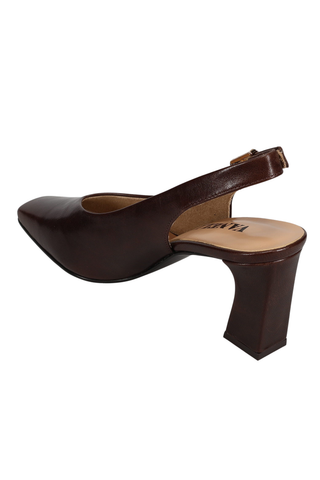 Vaneli Faylyn Slingback Heel in Brown Soft Nappa leather featuring a square toe, adjustable slingback strap, and 2.75-inch covered block heel.