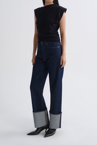 AGOLDE Big Cuff Jean in Rinse with oversized cuffed hem.