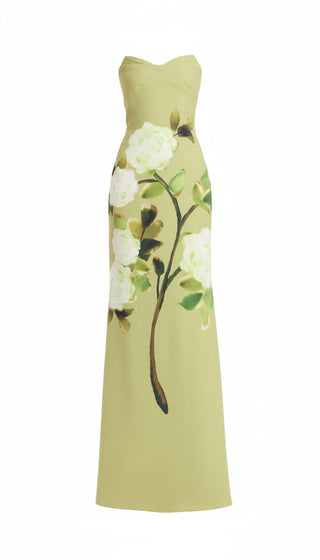 Strapless Gown, Lime Multi