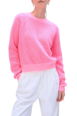 Cashmere Mesh Sweatshirt, Pink Buds/Dayglow