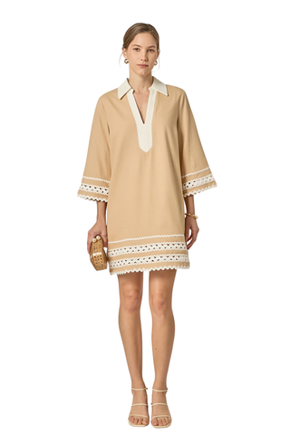 Ric Rac Mini Dress, Beige