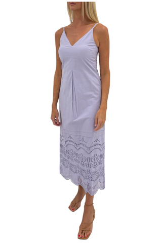Zane Midi Dress, Lilac Eyelet M Zane Midi Dress, Lilac Eyelet M