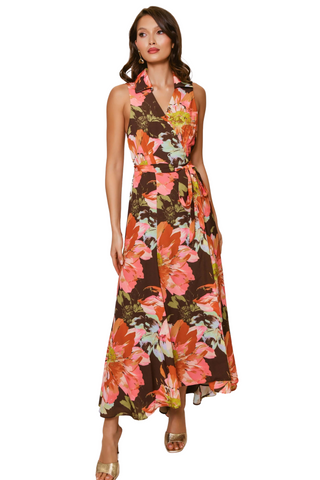 Vela Dress, Brown Vintage Floral