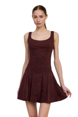 Delphine Mini Dress, Plum Brown