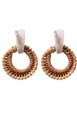 Bali Button Earrings, Cream