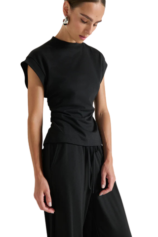 Andrea Side Shirred Top, Jet Black