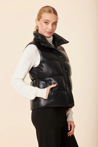 Faux Leather Vest, Black