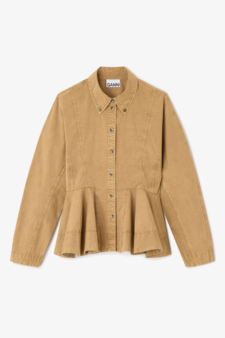Washed Cotton Peplum Shirt, Lark