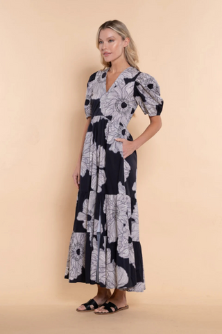 Margot Dress, Midnight Poppy