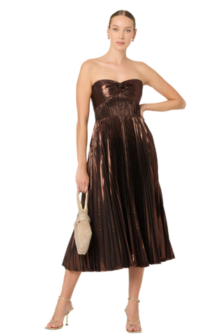 Ascella Dress, Metallic Brown