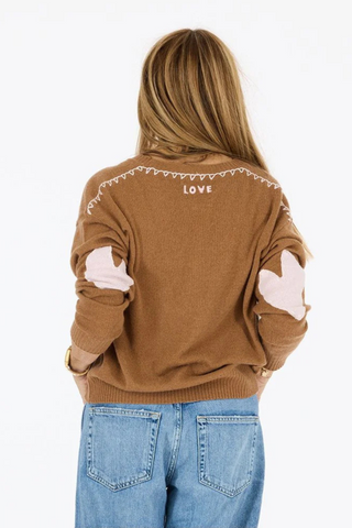 Deep V-Neck Love Sweater, Sienna Brown